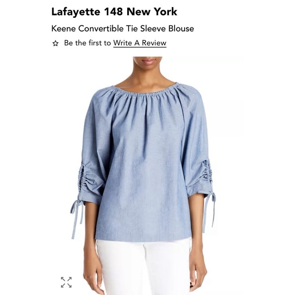 Lafayette 148 Chambray Light Blue Blouse Women's Medium Career Wear 100% Cotton - Picture 2 of 10